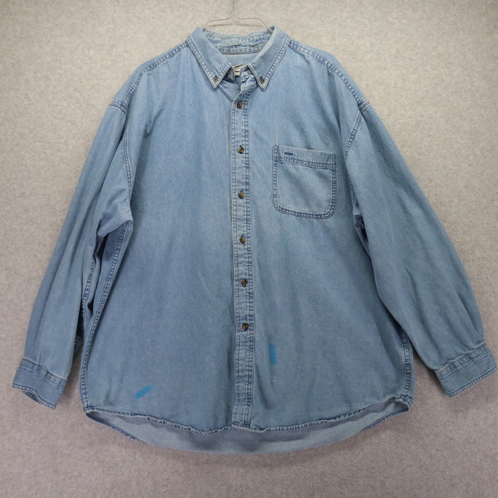 Sun River Shirt Mens XL Denim Casual Workwear Pocket Button Up‎ Blue Long Sleeve